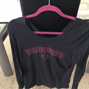 Harley-Davidson Black and Pink Graphic Tee